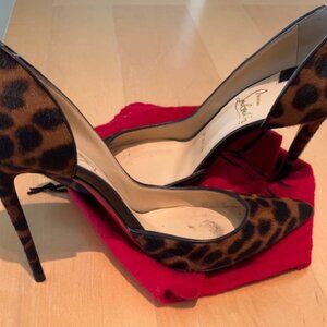 Size 36 (6 US) Christian Louboutin Leopard Pony Hair Iriza Heels (4 inch)